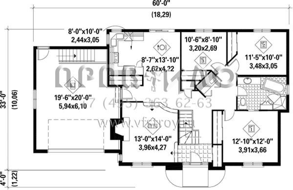 Проект одноэтажного дома с гаражом на две машины в стиле Ранчо S5-121 (6146-00168)