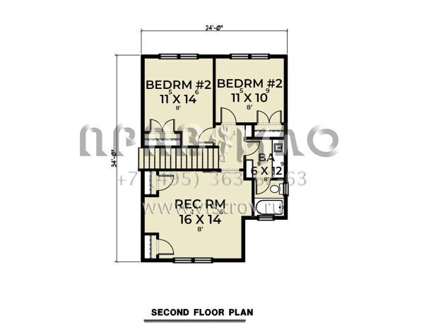 Проект двухэтажного дома с гаражом на две машины в стиле Ранчо S5-195 (2464-00074)
