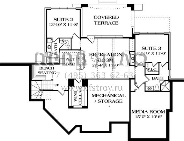 Проект двухэтажного дома с гаражом на две машины в стиле Ранчо S5-396 (3323-00430)
