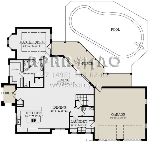 Проект двухэтажного дома с гаражом на две машины в прибрежном стиле S5-279 (3558-00005)
