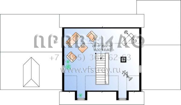 Проект двухэтажного дома с гаражом на две машины в стиле Ранчо S5-259 (034-00855)