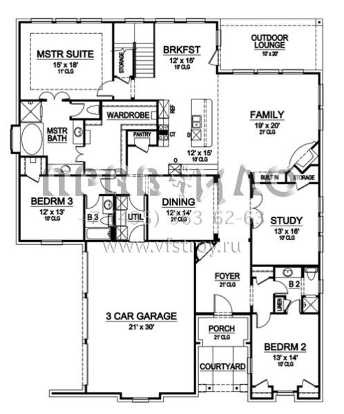 Проект двухэтажного дома с гаражом на три и более машин в современном стиле S5-368 (5445-00070)