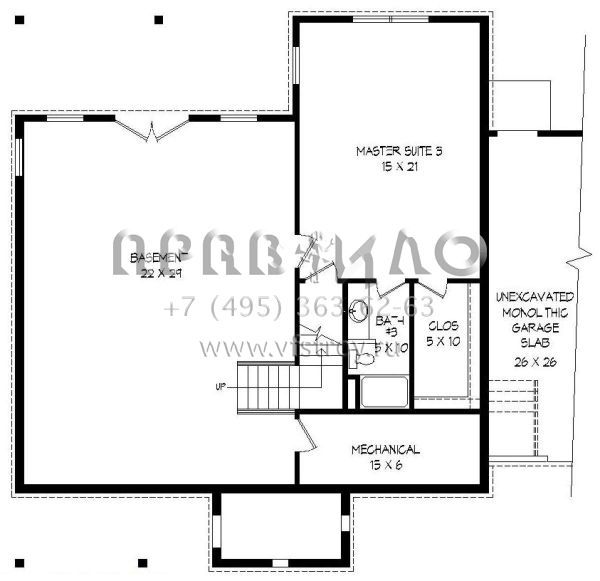 Проект двухэтажного дома с гаражом на две машины в стиле Ранчо S5-292 (940-00046)