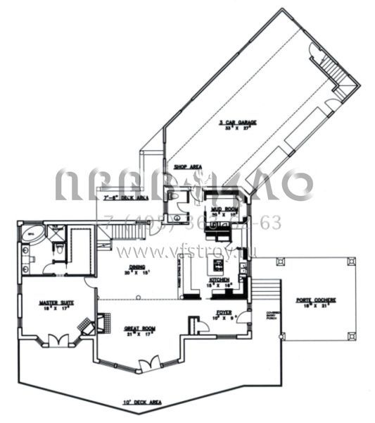 Проект двухэтажного дома с гаражом на три и более машин в стиле Шале S5-394 (039-00198)