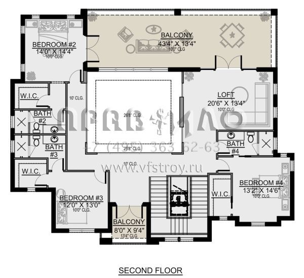 Проект двухэтажного дома с гаражом на три и более машин в современном стиле S5-435 (5565-00149)
