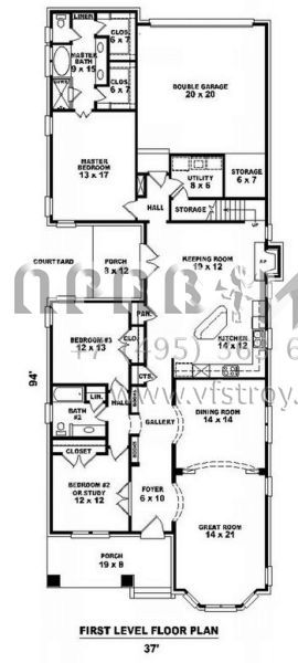 Проект двухэтажного дома с гаражом на две машины в стиле Ранчо S5-265 (053-01548)