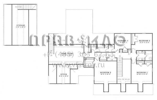 Проект двухэтажного дома с гаражом на три и более машин в стиле Ранчо S5-407 (110-00145)