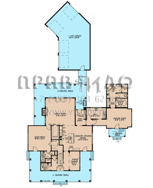 Проект двухэтажного дома с гаражом на три и более машин в современном стиле S5-365 (8318-00137)
