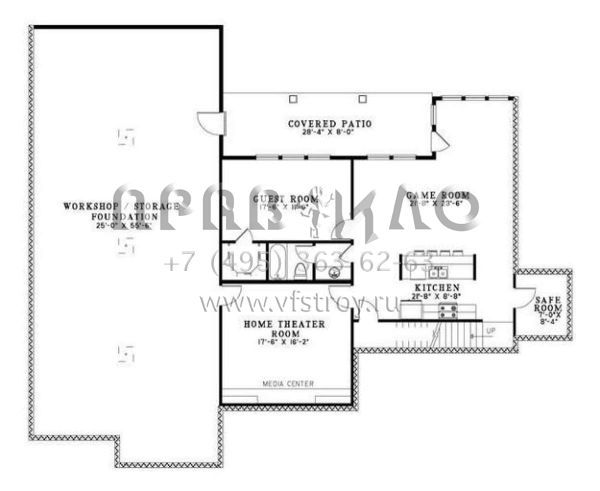 Проект одноэтажного дома с гаражом на три и более машин в современном стиле S5-532 (110-00639)