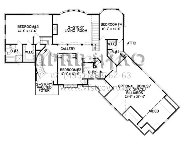 Проект двухэтажного дома с гаражом на три и более машин в стиле Ранчо S5-407 (699-00002)