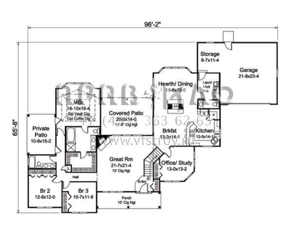 Проект одноэтажного дома с гаражом на две машины в стиле Ранчо S5-231 (5633-00205)