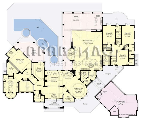 Проект одноэтажного дома с гаражом на три и более машин в прибрежном стиле S5-585 (8436-00058)