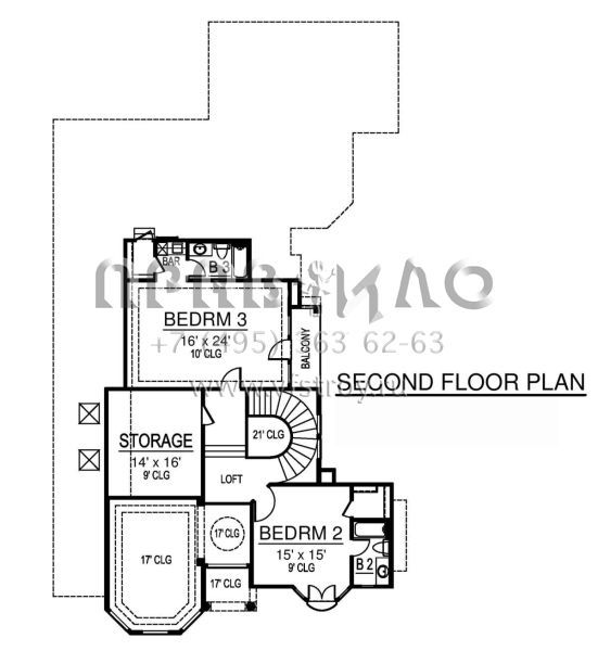 Проект двухэтажного дома с гаражом на две машины в стиле Ранчо S5-366 (5445-00509)
