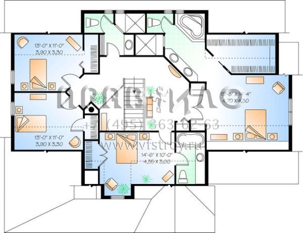 Проект двухэтажного дома с гаражом на две машины в стиле Ранчо S5-257 (034-00398)