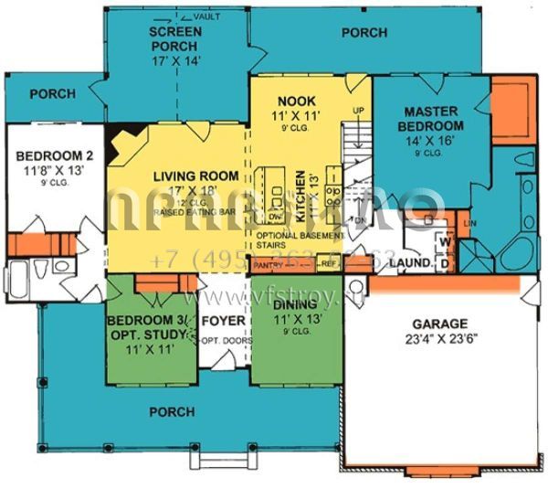 Проект одноэтажного дома с гаражом на две машины в стиле Ранчо S5-171 (4848-00176)