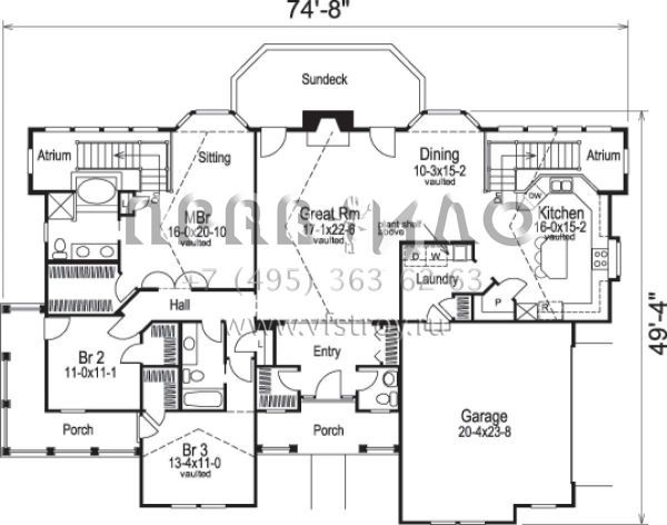 Проект одноэтажного дома с гаражом на две машины в стиле Ранчо S5-283 (5633-00104)