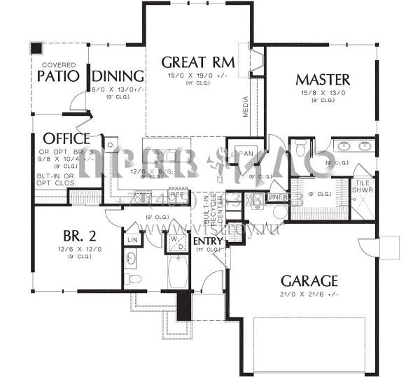Проект одноэтажного дома с гаражом на две машины в стиле Ранчо S5-149 (2559-00682)