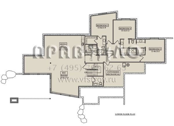 Проект одноэтажного дома с гаражом на три и более машин в современном стиле S5-238 (5631-00204)