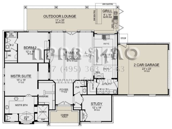 Проект одноэтажного дома с гаражом на две машины в стиле Ранчо S5-183 (5445-00460)