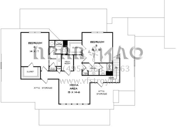 Проект двухэтажного дома с гаражом на две машины в стиле Ранчо S5-359 (6082-00040)