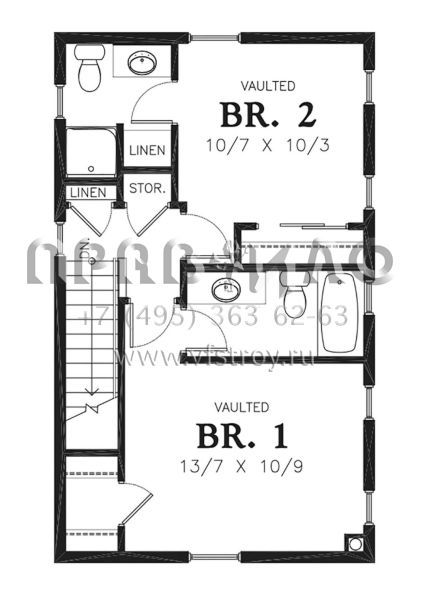 Проект двухэтажного дома без гаража в американском стиле S5-100 (2559-00773)
