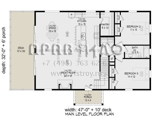 Проект двухэтажного дома с гаражом на три и более машин в стиле Шале S5-193 (940-00508)