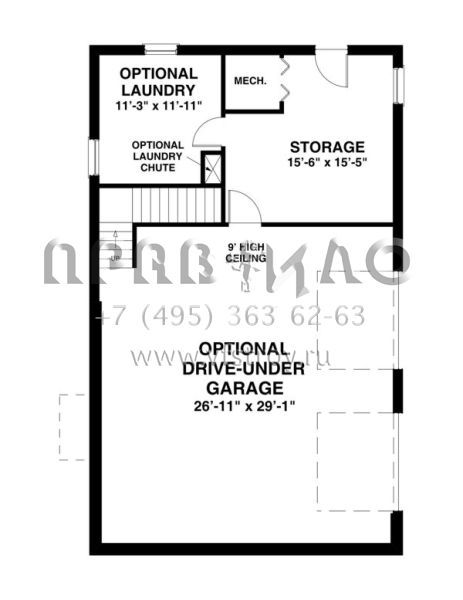 Проект двухэтажного дома с гаражом на две машины в стиле Ранчо S5-148 (036-00185)