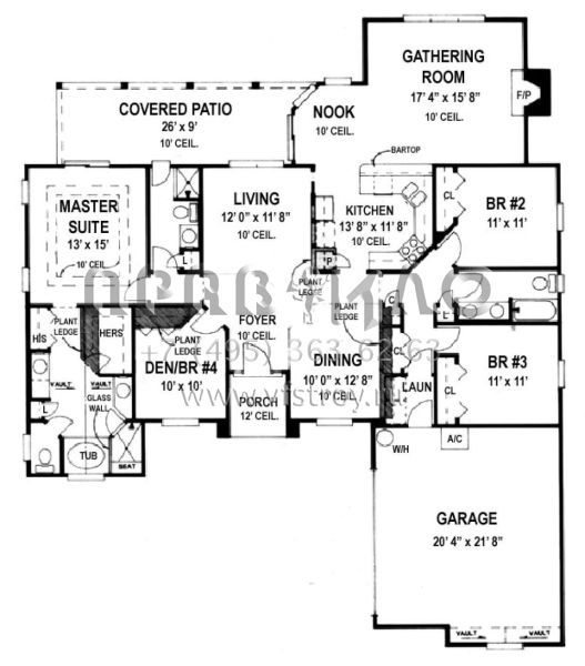 Проект одноэтажного дома с гаражом на две машины в стиле Ранчо S5-194 (4766-00041)