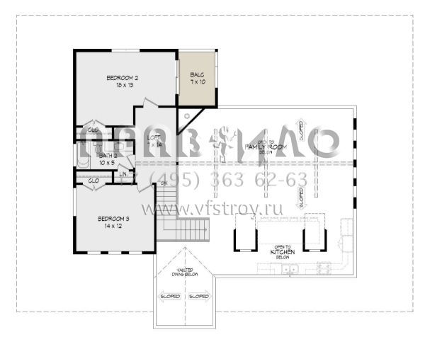 Проект двухэтажного дома без гаража в стиле Ранчо S5-232 (940-00491)