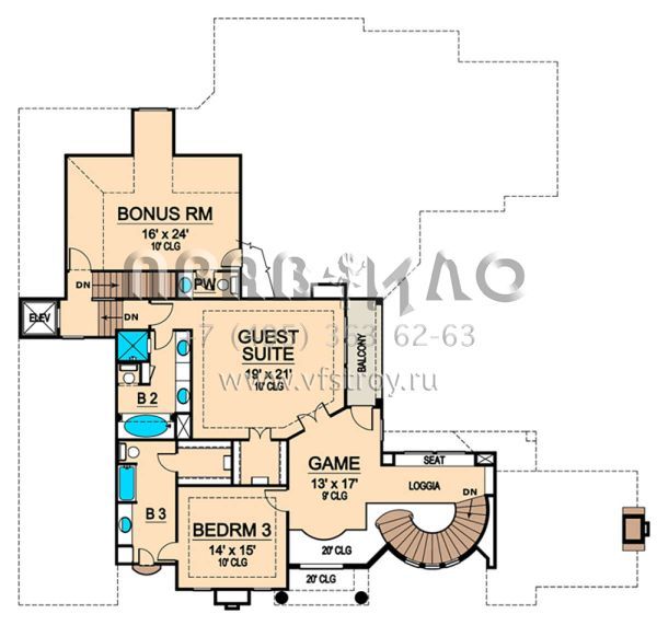 Проект двухэтажного дома с гаражом на три и более машин в прибрежном стиле S5-498 (5445-00400)