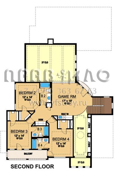 Проект двухэтажного дома с гаражом на две машины в прибрежном стиле S5-370 (5445-00079)