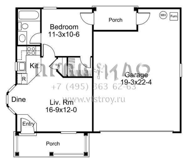 Проект одноэтажного дома с гаражом на две машины в стиле Ранчо S5-46 (5633-00246)