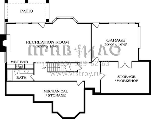 Проект двухэтажного дома с гаражом на две машины в стиле Ранчо S5-410 (3323-00346)
