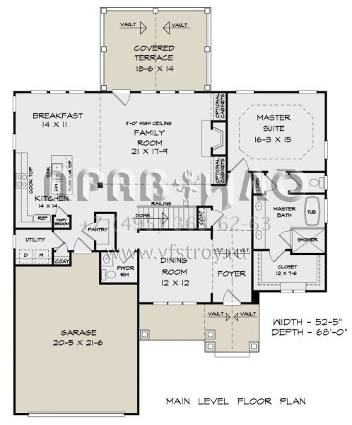 Проект одноэтажного дома с гаражом на две машины в американском стиле S5-236 (6082-00168)