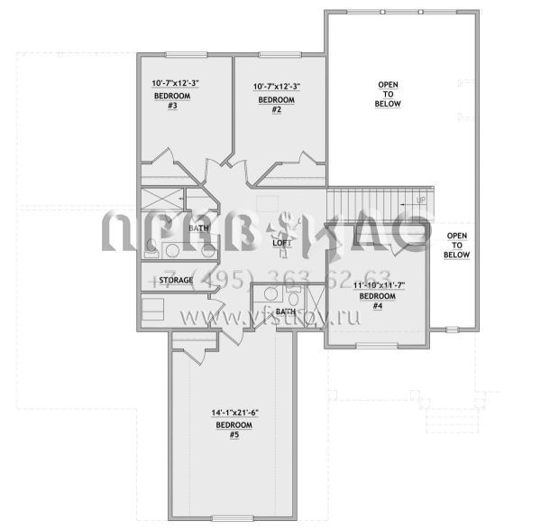 Проект двухэтажного дома с гаражом на три и более машин в стиле Ранчо S5-323 (8768-00126)