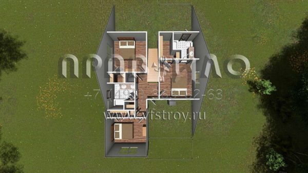 Проект двухэтажного дома без гаража в стиле Ранчо S5-207 (4848-00333)