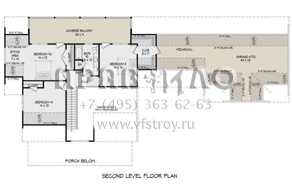 Проект двухэтажного дома с гаражом на две машины в стиле Ранчо S5-251 (940-00676)