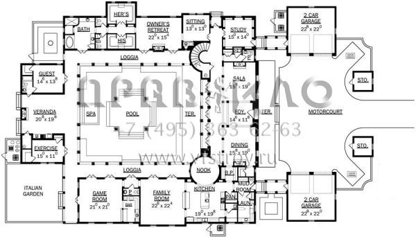 Проект двухэтажного дома с гаражом на три и более машин в современном стиле S5-682 (3978-00007)