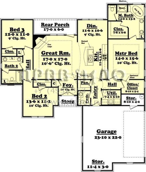 Проект одноэтажного дома с гаражом на две машины в стиле Ранчо S5-167 (041-00072)