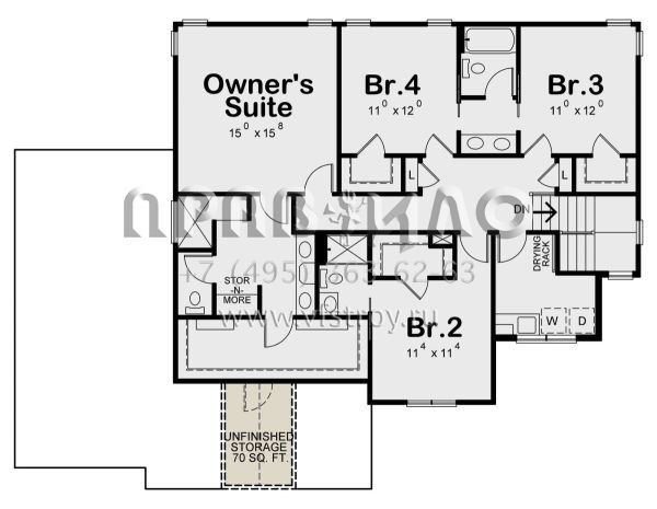 Проект двухэтажного дома с гаражом на три и более машин в американском стиле S5-236 (402-01714)