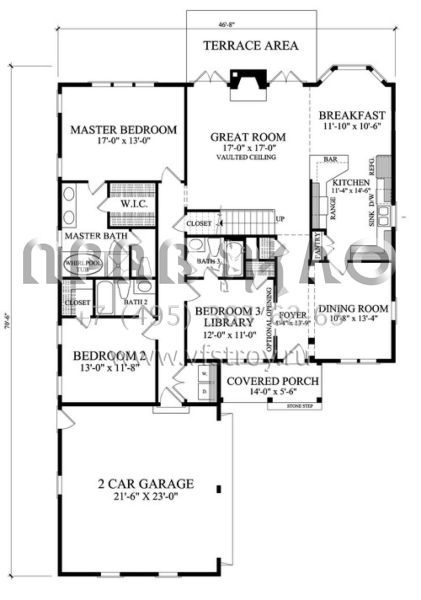 Проект одноэтажного дома с гаражом на две машины в стиле Ранчо S5-182 (7922-00062)