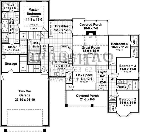 Проект одноэтажного дома с гаражом на две машины в американском стиле S5-210 (348-00247)