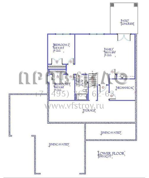 Проект одноэтажного дома с гаражом на три и более машин в стиле Ранчо S5-281 (1637-00139)