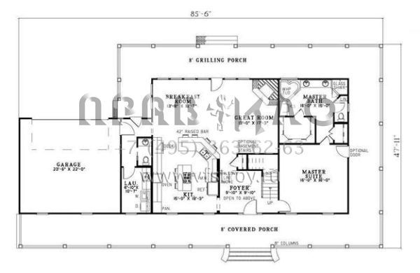 Проект двухэтажного дома с гаражом на две машины в стиле Ранчо S5-265 (110-00546)