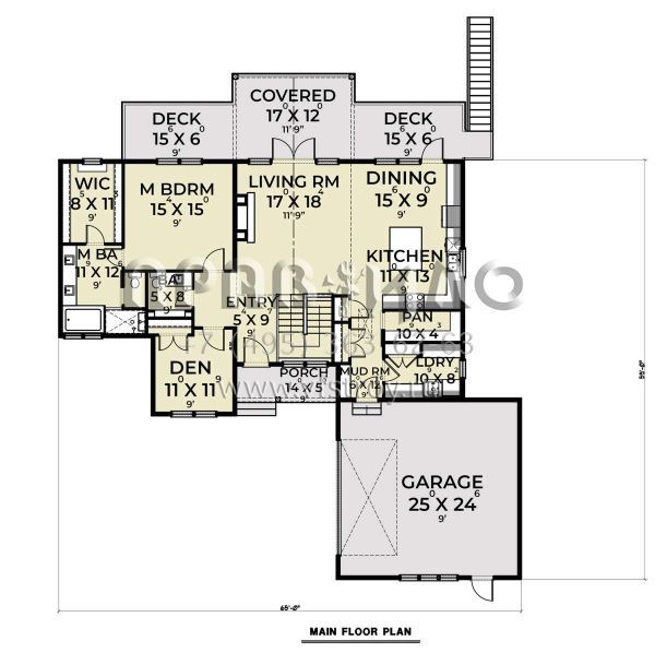 Проект одноэтажного дома с гаражом на две машины в стиле Ранчо S5-275 (2464-00033)