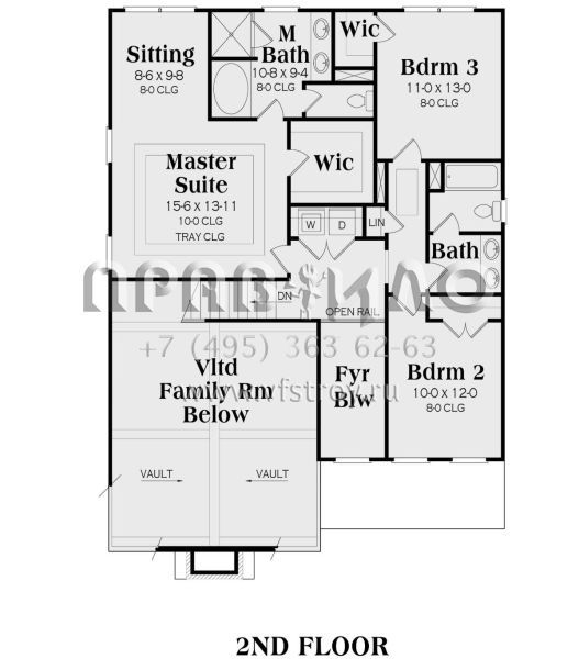 Проект двухэтажного дома с гаражом на две машины в стиле Ранчо S5-191 (009-00123)