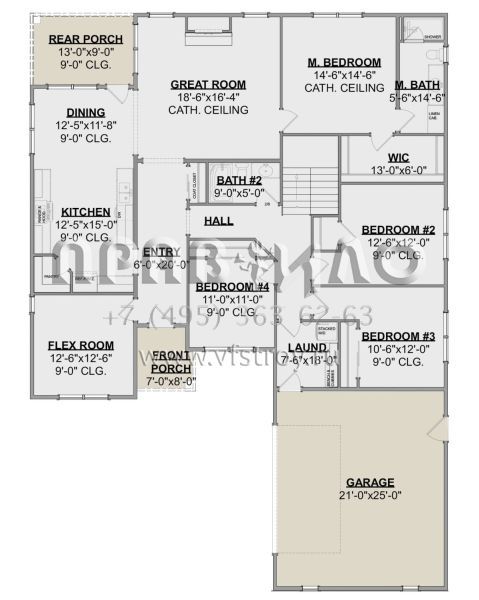 Проект одноэтажного дома с гаражом на две машины в стиле Ранчо S5-212 (1462-00013)