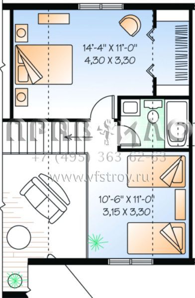 Проект двухэтажного дома без гаража в стиле Ранчо S5-109 (034-00120)