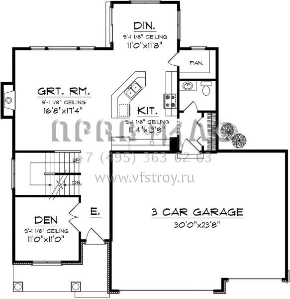 Проект двухэтажного дома с гаражом на три и более машин в скандинавском стиле S5-179 (1020-00233)