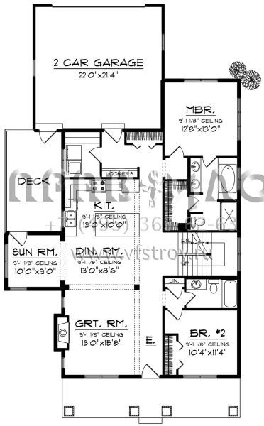 Проект двухэтажного дома с гаражом на две машины в стиле Ранчо S5-188 (1020-00029)